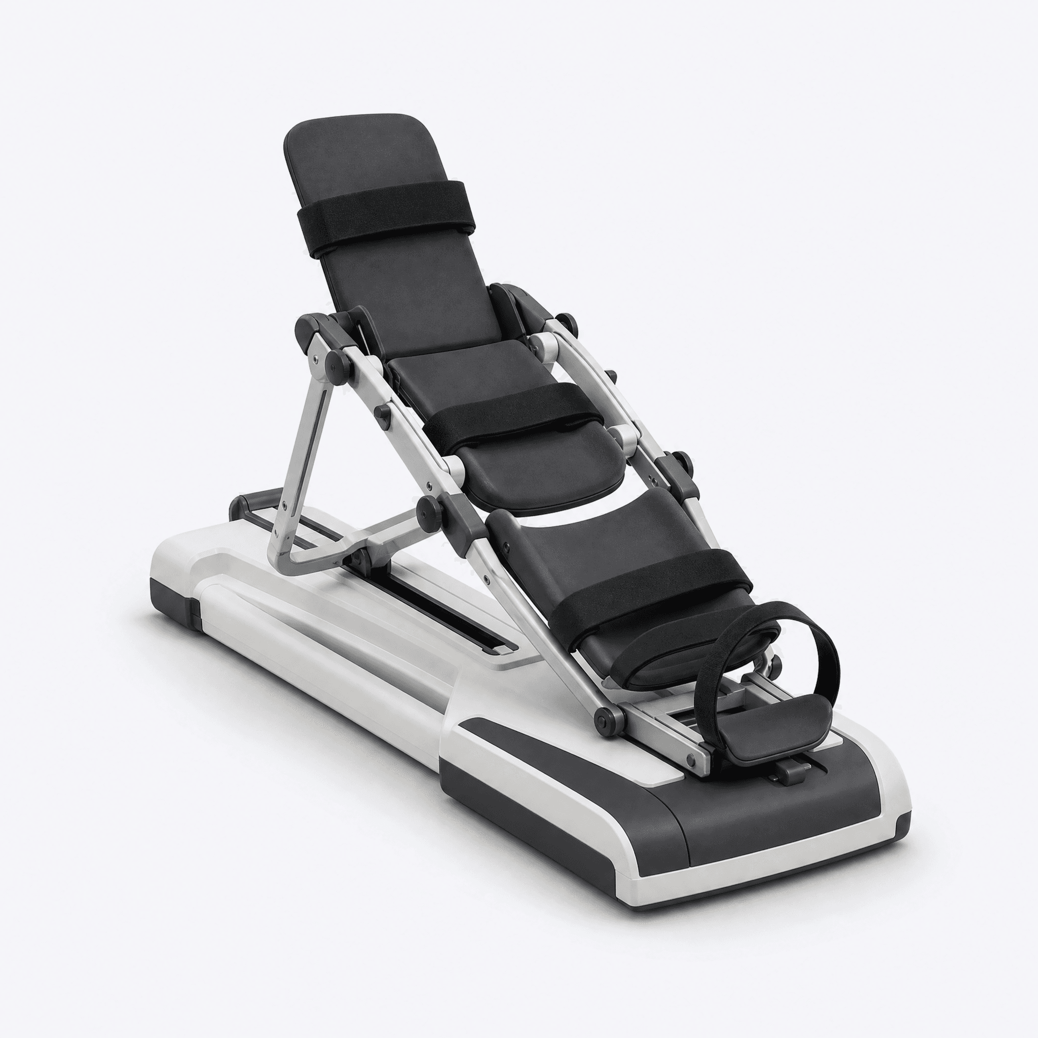 Illustrative render of a CPM (continuous passive motion) machine on a plain studio background