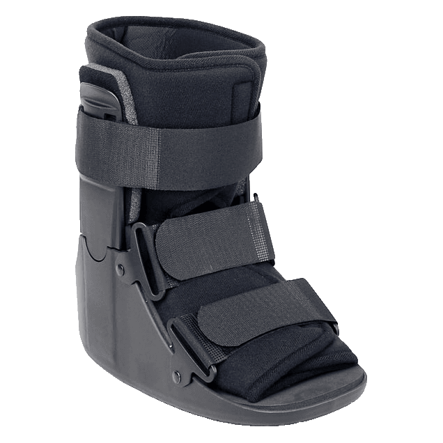Advanced Orthopaedics low-top CAM walking boot with hook-and-loop straps and a rocker sole