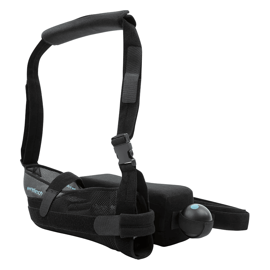 Coretech 670 Abduction Sling with its removable abduction pillow, waist strap, and foam therapy ball