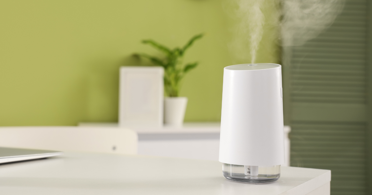 Humidifier working in room to help with dry air