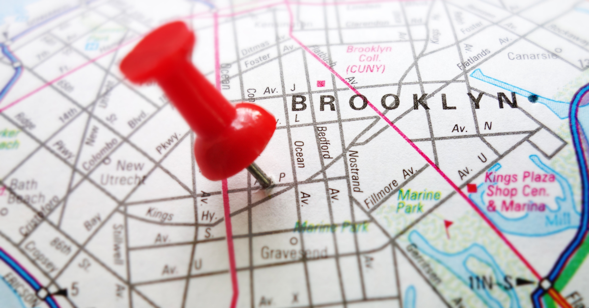 Pin on zoomed in map of Brooklyn, New York